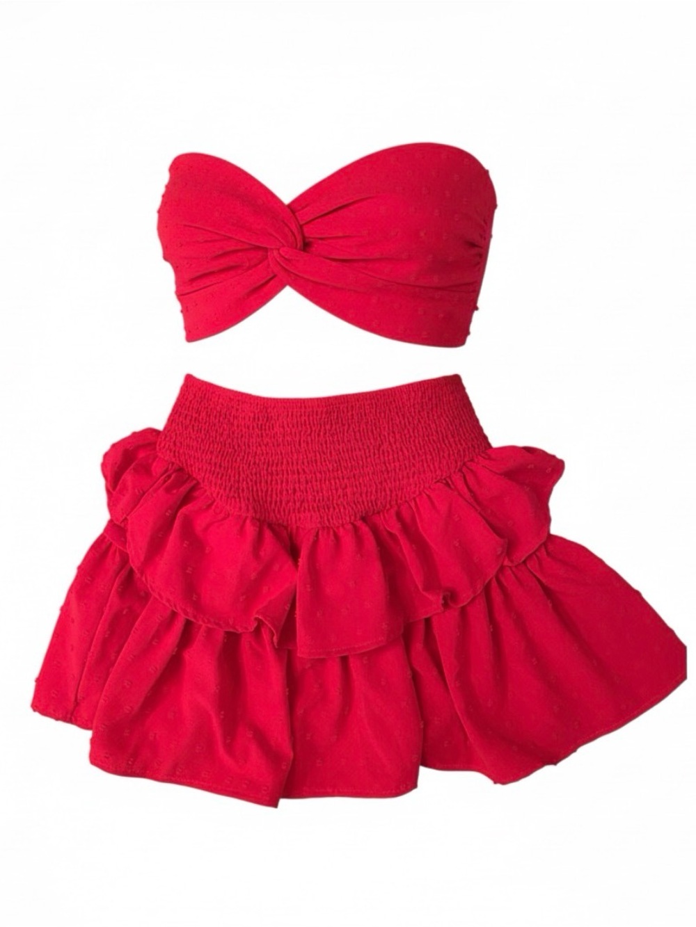 Pink Ruffled Smocked Waist Mini Skirt and halter top size XS